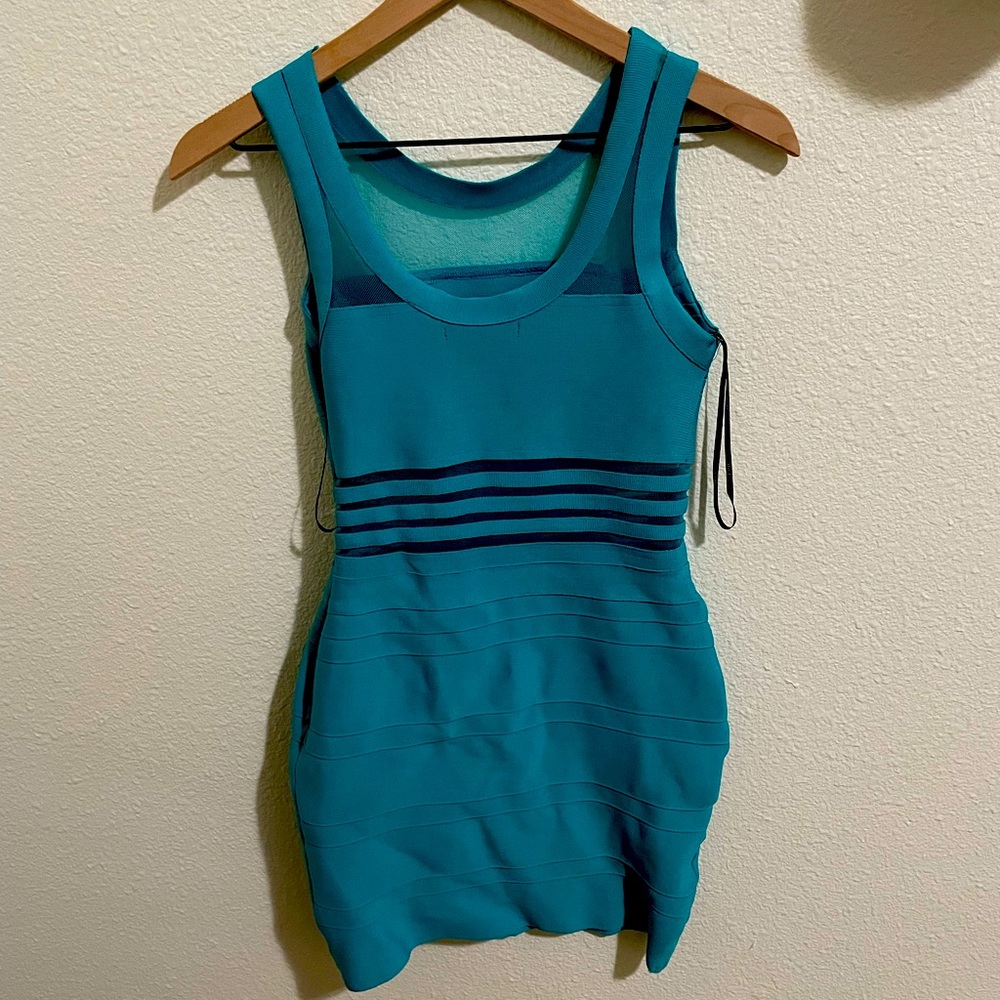Fitted turquoise dress